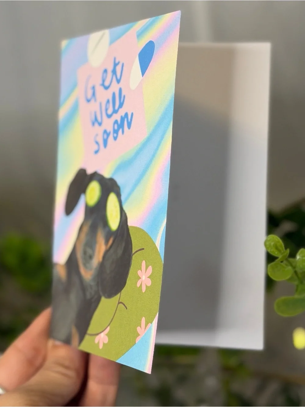 Cute Dachshund Get Well Soon Greeting Cards Set of 5 | 4x6 Blank Inside